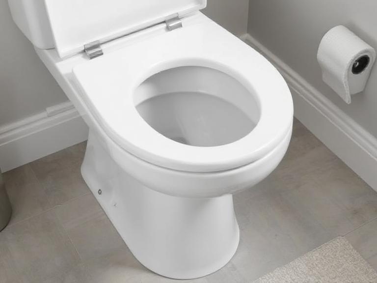 Mayfair Benton Round White Enameled Wood Toilet Seat with Slow Close Brushed Nickel Metal Hinge